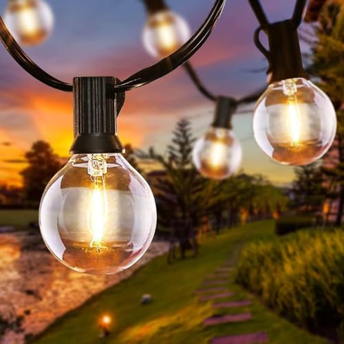 Lichterkette Außen, 6.8M LED Lichterkette Außen mit 16+2 G40 Lichterkette Glühbirnen, Wetterfest Outdoor Lichterkette, LED Lichterkette Außen/Innen für Garten Balkon Terrasse Party Camping von Qxmcov