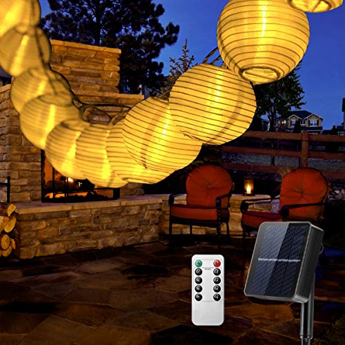 Qxmcov Solar Lichterkette Außen, 6.3M 30 LED Solar Lichterkette Aussen Wasserdicht Solar Lichterkette Lampion Außen Beleuchtung für Garten, Hochzeit, Fest Deko Warmweiß von Qxmcov