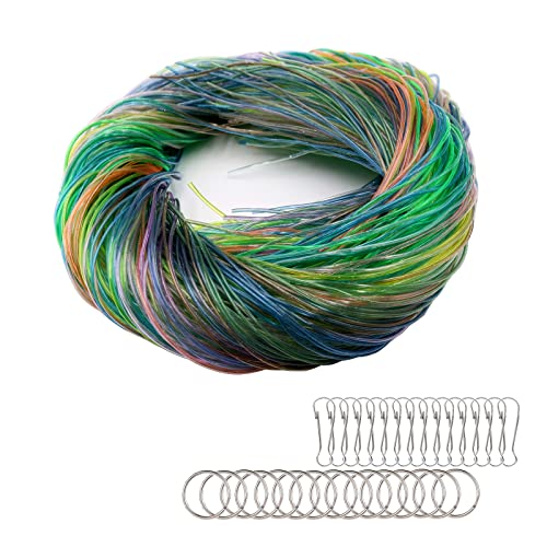 200 Stücke Scoubidou Strings Plastic Braided Rope 20 Farben Scoubidou Bänder mit 15 PCS Snap Clips und 15 PCS Schlüsselbund Ringe für DIY Kunstwerk Handarbeit Schlüsselanhänger und Mehr von Qxsuse