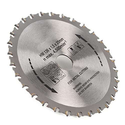 Qyebavge Kreisförmiges Metalltrennscheiben-Sägeblatt 136 X 1,5 X 1,2 X 20 X 30 Zähne, Industrie-Hardware-Werkzeug von Qyebavge