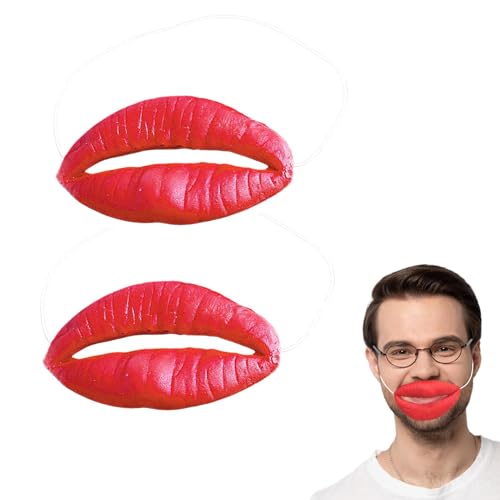 Qyljeiwred Lustige Wurst-Mundmasken, Latex-Wurst-Mundrequisiten, lustige große rote Lippen, Foto-Requisiten, Kostüm mit elastischem Band für Kinder und Erwachsene, Cosplay, 2 Stück von Qyljeiwred