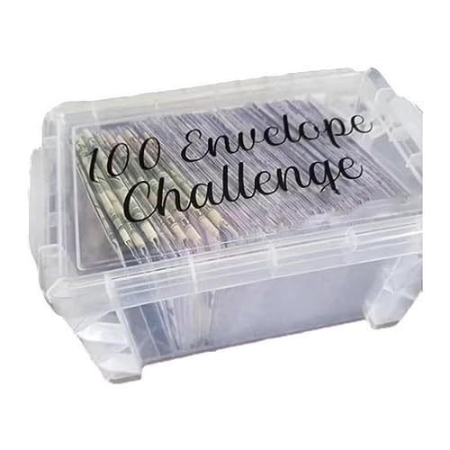 Qyrugcxs Challenge-Box-Set mit 100 Umschlägen – Einfache und Unterhaltsame Möglichkeit, 10.000 zu Sparen, 100 Umschläge, Geldsparende Challenge-Box, Wiederverwendbar, Einfach zu Verwenden von Qyrugcxs