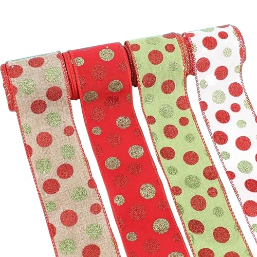 Multipurpose Glitter Ribbons for Crafts | Holiday Decorations Ribbon for Christmas | Perfect for Tree, Stair, and Window Displays | Ideal Craft Supplies for Seasonal Creations von Qzdtue