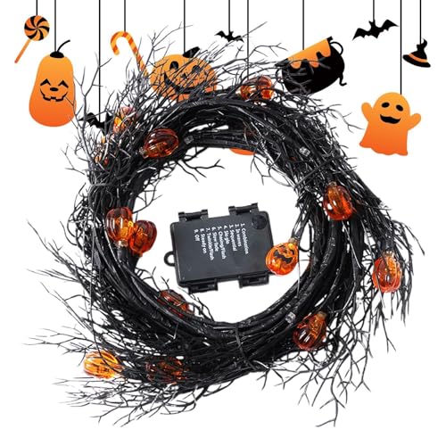 Pumpkin String Lights, Halloween Light Garland, Decorative Halloween Wreath, Light Up Halloween Garland, Autumn String Lights 180 x 25 x 5 cm/70,87 x 9,84 x 1,97 Zoll für Baumwand Fenster von Qzdtue