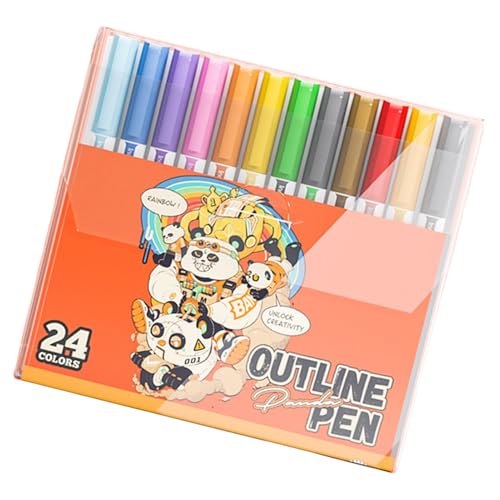 Qzdtue Shimmer Outline Marker Pens, Creative Drawing & Doodling Markers, Glitter Paint Pens, 5,39 x 0,39 Zoll Kartenherstellung & Weihnachtskarte, vibrierendes Farbset für Kunst (8/12/24) von Qzdtue