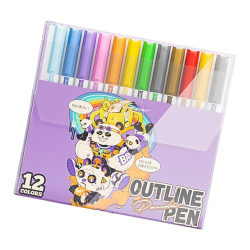 Qzdtue Shimmer Outline Marker Pens, Creative Drawing & Doodling Markers, Glitter Paint Pens, 5,39 x 0,39 Zoll Kartenherstellung & Weihnachtskarte, vibrierendes Farbset für Kunst (8/12/24) von Qzdtue