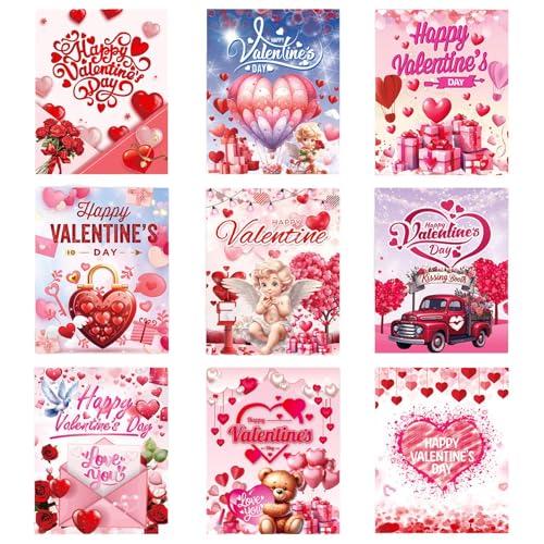 Valentine's Bottle Labels Stickers, Adhesive Waterproof Love Heart Bottle Covers, 9 Romantic Wine and Water Bottle Stickers for Valentine's Day, Decorations for Women, Single Ladies, and Friends von Qzdtue