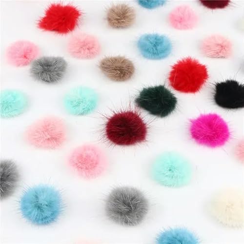 RAEF 10 Stück Bunte 3 cm Fellbommel Nerz Pompon Ball für Damen Mütze Pelzbommel für DIY Schmuck Hüte Mützen für Strickmütze Mütze Zubehör von RAEF