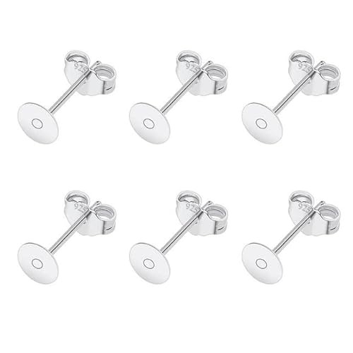 RAEF 50 Teile/los 925 Silber Überzogene Blank Post Ohrring Bolzen Basis Pin Mit Ohrring Stecker Erkenntnisse Ohr Zurück DIY Schmuck Machen zubehör von RAEF