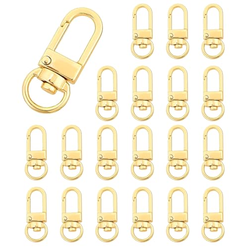 RAFIYU 20 Stück Gold Karabinerhaken Metall Hummer Krallenverschlüsse drehbare karabiner Lanyard Verschlüsse für DIY Handtasche Keychain Schlüsselring Stecker Schmuck von RAFIYU