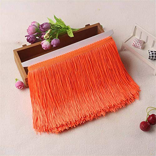 RAILONCH 10 Meter DIY Fransen Tanzfransen Geschnitten Fransenborte, Fransenband fur DIY Nähzubehör KostümTrimmen Apparel Lateinisches (Orange,20cm) von RAILONCH