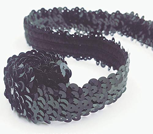 RAILONCH 10Yard*3cm DIY Glänzendes Paillettenband, Paillettenbänder, Pailletten für DIY Hochzeit Handwerk Basteln (Schwarz) von RAILONCH