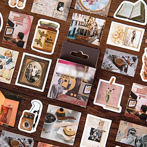 RAILONCH 46Pcs Scrapbooking Aufkleber Set, Vintage Dekorative Sticker Stickerbögen für DIY Handwerk Scrapbooking Notizbuch Kalender Fotoalbum (A) von RAILONCH