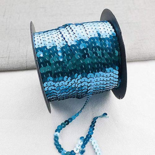 RAILONCH 90m*6mm Pailletten Bänder DIY Paillettenband, für Hochzeit Handwerk Basteln,Bauchtanz Deko,Tanzbekleidungen UVM. (See Blau) von RAILONCH