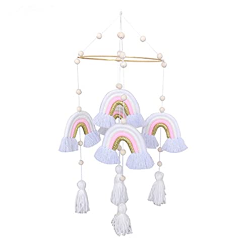 RAILONCH Baby Mobile Regenbogen Hängende Bettglocke Baby Windspiel Windspiel Kinderzimmer,Baumwolle Handgewebe Quasten Anhänger für Baby Kleinkinderzimmer (D) von RAILONCH