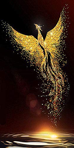 RAILONCH DIY 5D Golden Phoenix Diamant Painting für Erwachsene, voller Bohrer Strass Bilder Handwerk für Haus Wand Dekor (60×120cm) von RAILONCH