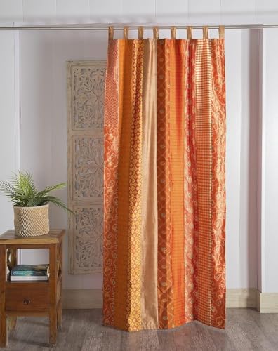 RAJBHOOMI HANDICRAFTS Presents Seiden-Sari-Dekovorhänge, Heimdekoration, Wohnzimmervorhang, 213,4 cm, Orange von RAJBHOOMI HANDICRAFTS