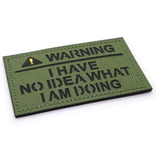 Aufnäher, Aufschrift "Warning I Have No Idea What I am Doing Moral", Klettverschluss, 8 x 5 cm, Armee-Airsoft, Militärstoff, lustiges Set, Abzeichen (grün) von RALSPEC