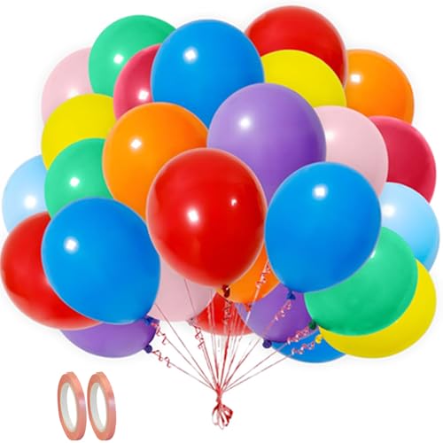 Ram® Regenbogen Luftballons 50 Pack 10 Zoll Latex Mehrfarbig Sortiert Regenbogen Luftballons Baby Shower Hochzeit Party Feier Geburtstag Luftballons von RAM ONLINE