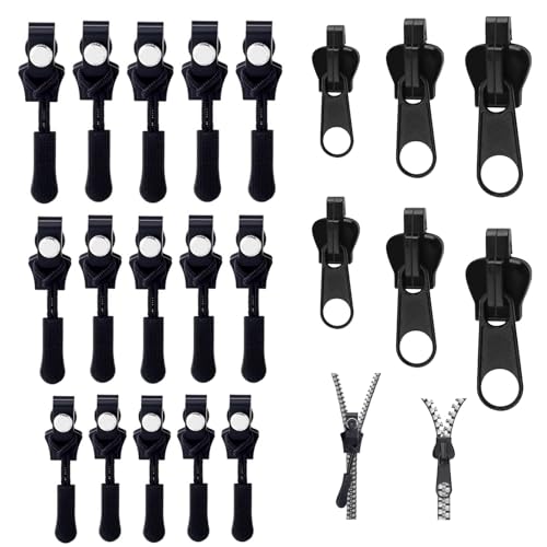 21 Stück Reißverschluss Zipper Reparatur Set 3 Größen Reißverschluss Anhänger Fix-Reißverschlusszieher, Abnehmbares Ersatz Zipper für Reißverschluss Repair Kit für Jacke, Rucksack, Gepäck von RAMTRIO