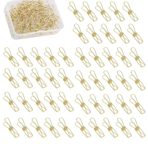 50 Stück Gold Büroklammern, Mini Binder Clips, klein goldene klammern - Mehrzweck, Gold Scharnier Clips für Bücher, Papierklammern, Binderklammern, Mini-Heftklammern von RAMTRIO