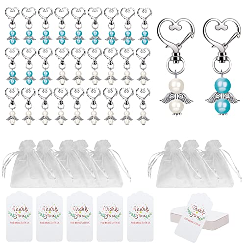 RANJIMA Gastgeschenke Taufe für Weihnachten,24 Stück Schutzengel Anhänger Set mit Schlüsselanhänger Kraftpapieranhänger Organza Beutel für Hochzeit Party Konfirmation Kommunion Geschenk Weihnachtsdeko von RANJIMA