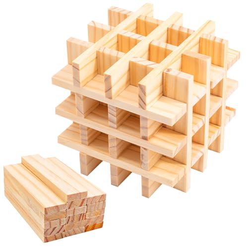 RANJIMA Holzleisten zum Basteln, 100 Stück Bastelholz Klötzchen 105x21x7 mm Holzklötze Holzbausteine, Naturfarbene Klötzchenmann Bastelklötzchen Basteln Holz für DIY-Projekte, Dekoration und Bau von RANJIMA