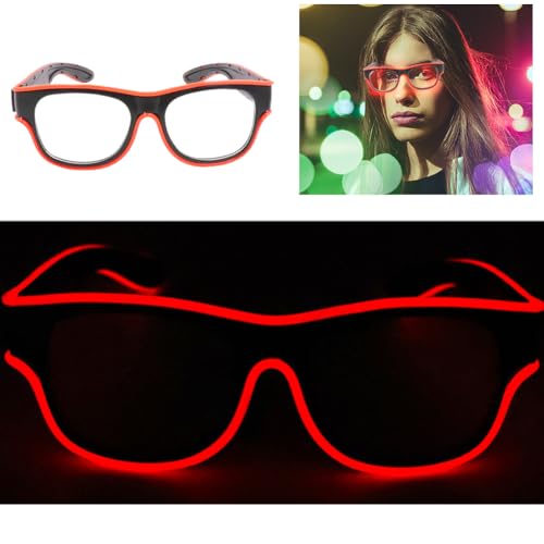 RANJIMA Led Brillen für Party, LED Leuchtbrille, Aufladbar Neon Leuchtbrille, Leuchten Sie Neon Rave Brille Glow, Flashing LED Sonnenbrille Kostüme für Halloween EDM Karneval Party Geburtstag von RANJIMA