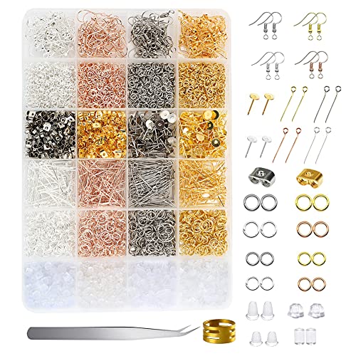 RANJIMA Schmuckherstellung Kit Ohrring Machen Kit, 3600 Stück Selber Machen Set für die Schmuckherstellung Reparatur von Ohrringen Armband Halskette DIY Anfänger Schmuck Reparatur Kit für Erwachsene von RANJIMA