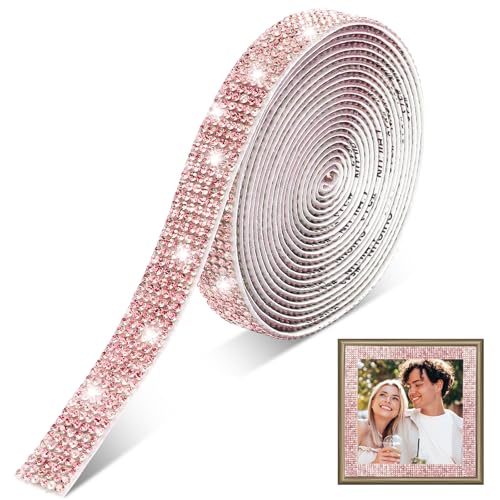 RANJIMA Selbstklebende Kristall Strass, 1 Rollen Strassband Selbstklebend,6 Row Selbstklebende Kristall Strass Diamant Band,270cm Bling Glitzerband Selbstklebend für Deko Weihnachten DIY Kunsthandwerk von RANJIMA