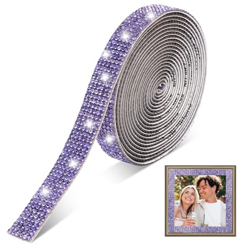 RANJIMA Strasssteine Selbstklebend, 1 Rollen Selbstklebende Kristall Strass Diamant Band, 270 cm Glitzersteine Selbstklebend DIY Dekoration Bling Aufkleber für Hochzeit Party Auto Gepäck, Lila von RANJIMA