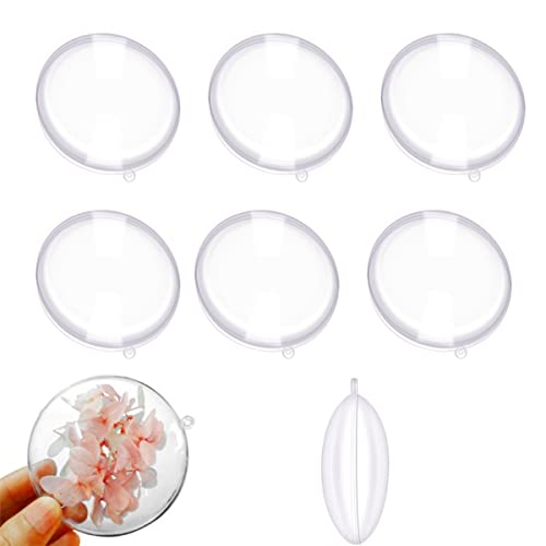 RANRAO 10 Stück Kunststoff-Kugeln, blanko, transparent, flache Kugeln, rund, flach, transparent, Weihnachtsbaumschmuck, Kugeln für Zuhause, Hochzeit, Süßigkeitenschachtel, Dekoration, 7 cm von RANRAO