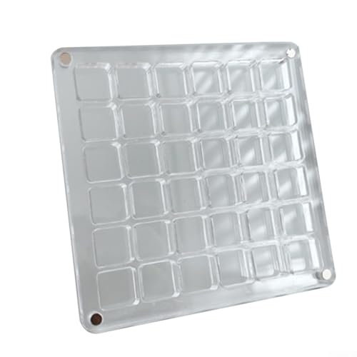 Transparente Aufbewahrungsbox aus Acryl, mit Muschel-Design, tragbar und mit Magnetverschluss (quadratisch, 36 Quadrate) von RANRAO