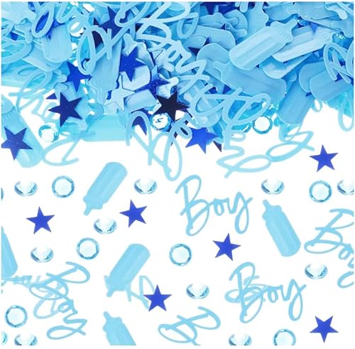 Konfetti Blau Deko Babyparty Junge,Babyparty Dekorationen Konfetti,Streudeko Baby Shower Deko Boy,Blauer Diamant Stern Milchflasche,Taufe Dekoration von RANYAKE