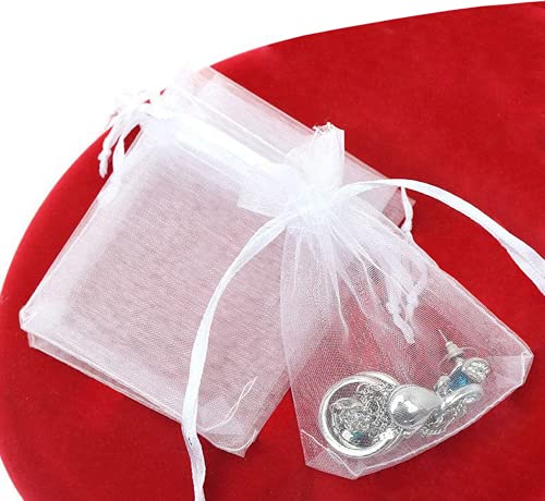 RAPECOTT 100 Organza-Säckchen, Organzabeutel, Organzabeutel, Schmuckbeutel, Hochzeitstüten, Lavendelbeutel, Organzabeutel, Geschenkbeutel, Kordelzugbeutel (weiß) von RAPECOTT