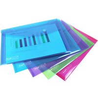 5 RAPESCO® Dokumententaschen DIN A5 farbsortiert genarbt 0,20 mm von RAPESCO®