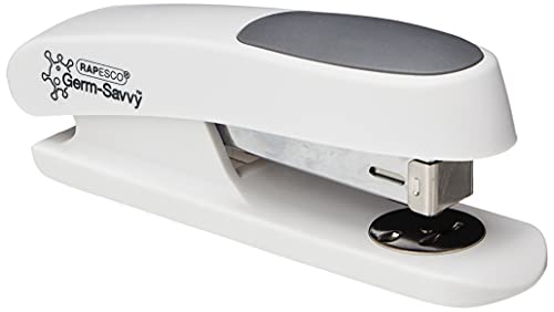 Rapesco 1483 Germ-Savvy Antibakteriell, ECO Sting Ray Halbstreifenhefter und 1000 Heftklammern 24/6 mm, Soft Weiß von Rapesco