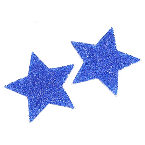 10 Stück Strass-Stern-Applikationen Zum Aufbügeln, Kristall-Aufnäher, Handgefertigte Accessoires für Hochzeitskleid-Schuhe (8 cm reiner blauer fünfzackiger Stern) von RASTKY