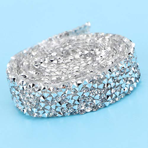 5 Yards Strass-Kristall-Mesh-Kettenapplikation, Strassband für Hochzeitskleidbesätze (SILVER) von RASTKY