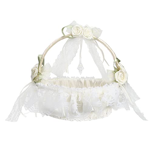 Hochzeits-Blumenkorb, elegante Spitze, Fotografie-Requisite für romantische Hochzeit, ausreichende Kapazität für Blütenblätter, schöner praktischer Hochzeitskorb für Braut, Brautjungfer, von RASTKY