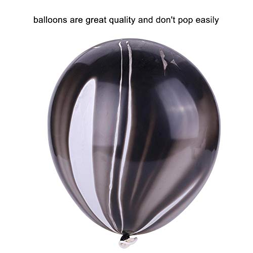 Latexfreies Ballonset mit Achatmuster, Ideal für Feierlichkeiten, Bestehend aus 10 Teilen für Gedenktage, Hochzeitsfeiern (Schwarzer Achat) von RASTKY