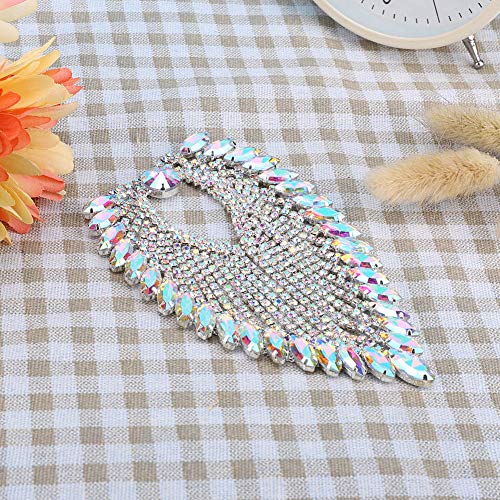 Strass-Klauenkette, Dekorative Kette mit Kristall-Pferdeaugen-Applikationen für Brautkleider, Schuhe und Accessoires – AB-Farbe, 8,5 X 13 Cm (AB-Farbe 1) von RASTKY