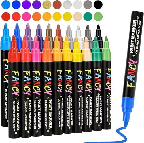 Acrylstifte für Steine Wasserfest, 20 Farben 3mm Steine Bemalen Acrylstifte Permanent Marker Stifte Acrylstifte für Leinwand Marker Stifte für Keramik/Steine/DIY Fotoalbum/Papier/Glas von RATEL