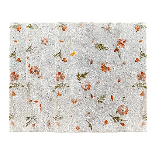 Handgefertigte, dicke natürliche Blumen, Maulbeerpapier, große Blätter, 50.8x35.6 cm, Sammelalbum, Bastelkarten, Handwerk, Blumensträuße, Dekorationen, Hochzeitsgeschenke. (Orange Flowers) von RATREE 888