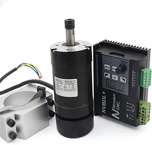 RATTMMOTOR 400W Bürstenloser Spindelmotor Kit Luftgekühlt ER8 12000U / min 48V + 600W Bürstenloser Motortreiber LCD Panel ohne Halle + 55mm Mount Halterung mit Schrauben für cnc Gravieren von RATTMMOTOR