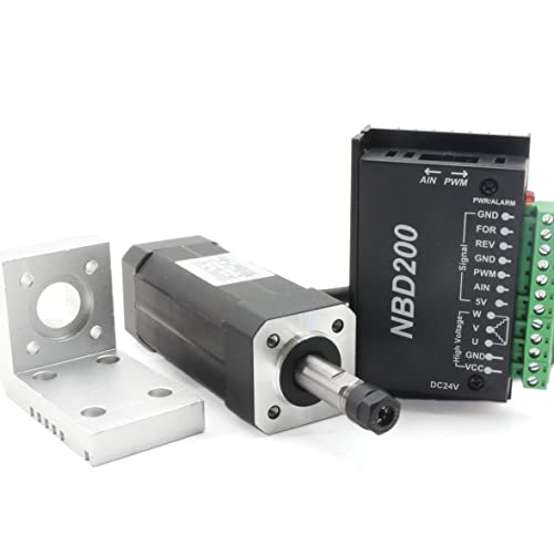 RATTMMOTOR Brushless Spindelmotor Kit 104W Luftgekühlter Spindel ER810800RPM 24V DC +BLDC Motortreiber NBD200 +Spindelmotor Halterung für CNC-Fräsmaschinen von RATTMMOTOR