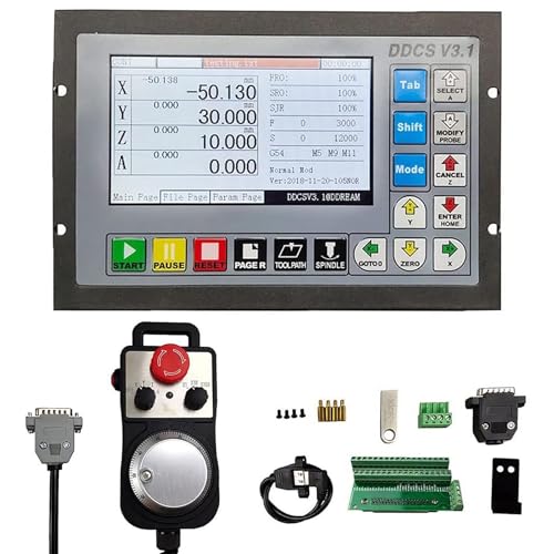 RATTMMOTOR CNC steuerung System DDCS V3.1,Offline Motion Controller PLC 500kHz + 100PPR CNC Handrad MPG mit Not-Aus-Schalter für Schrittmotor/Servomotor von RATTMMOTOR