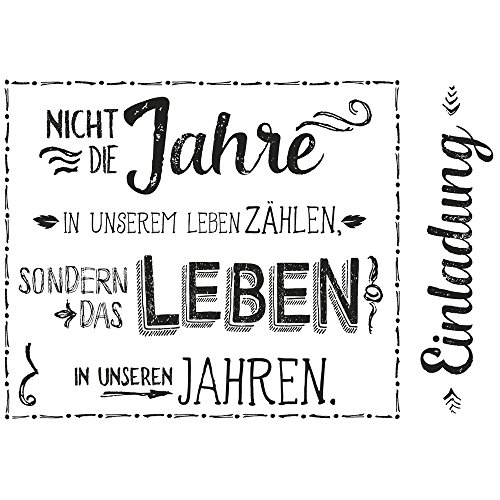 Rayher Hobby 29112000 Holzstempel Einladung, 7 x 10 cm, Text mit Aussagekraft, Butterer Schrift-Stempel, zum Gestalten von Karten, Einladungen u.v.m. von Rayher