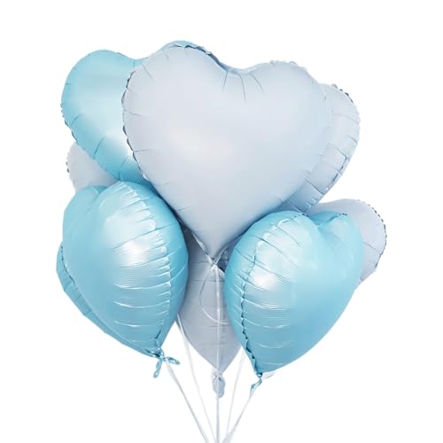 RAYSOONER Folienballons, Herzform, 45.7 cm, 5 Baby Blau 5 Weiß, für Geburtstag Party Thema Dekoration von RAYSOONER