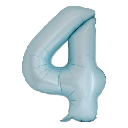 RAYSOONER Zahlenballons, Zahl 4, 81,3 cm, groß, Babyblau, Folienballon, für Geburtstagsparty, Feier, Dekoration von RAYSOONER